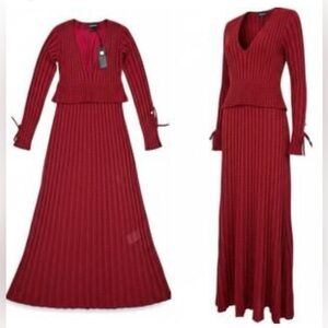 Just Cavalli Burgundy Ribbed Long Dress